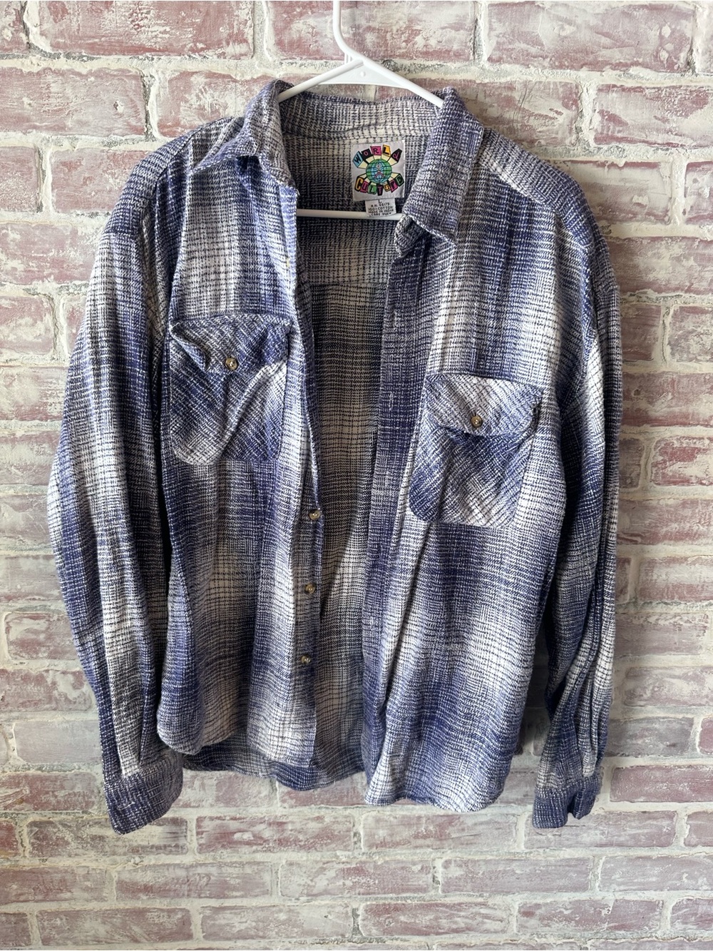 Women's Purple Plaid Button-Down Flannel.